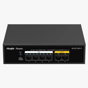 Ruijie RG-ES106F-P Maroc: Switch PoE+ 6 Ports 10/100 Mbps non géré