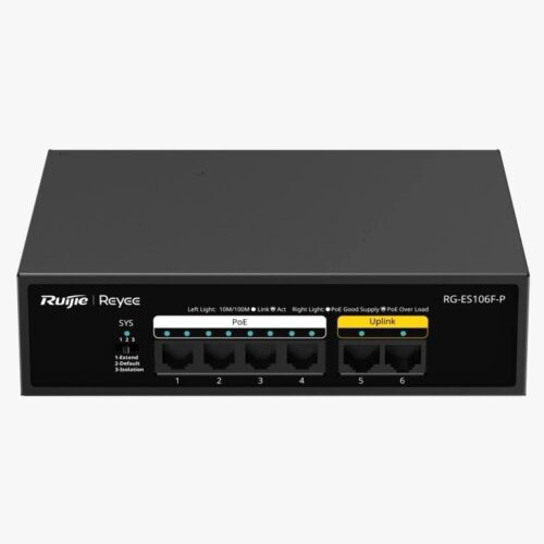 Ruijie RG-ES106F-P Maroc: Switch PoE+ 6 Ports 10/100 Mbps non géré