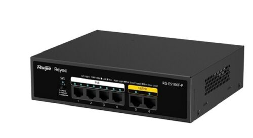 Ruijie RG-ES106F-P Maroc: Switch PoE+ 6 Ports 10/100 Mbps non géré